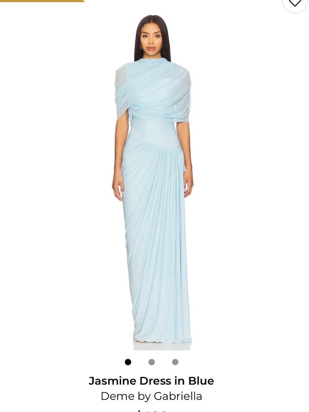 Deme by Gabriella Light Blue Draped Maxi Gown